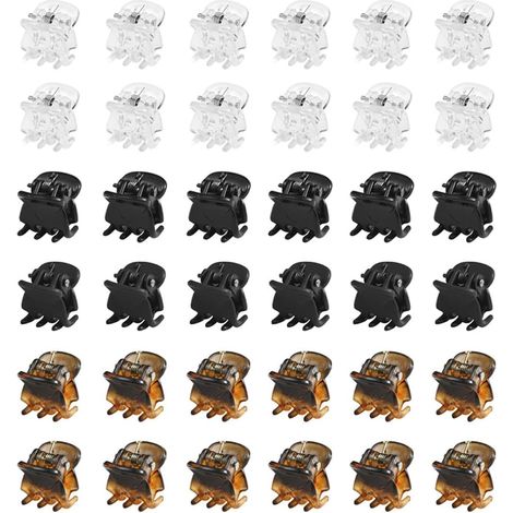 36 Mini Pinces à Cheveux, Petites Pinces Cheveux, Clips à Griffes, Antidérapants, pour Design, Enfants et Adultes (1 cm) (Noir, Marron, Blanc) (1/5)