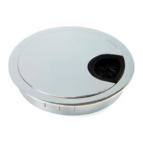 Emuca Couvercle passe-câbles circulaire, D. 80 mm, à encastrer, Zamak, Chromé - talla (1/4)
