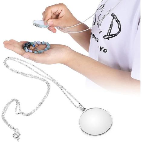 1 Pcs Loupe Collier, Grossissement Loupe pour Lecture, 5 X Verres Grossissement Monocle avec Chaîne Pendentif en Alliage (1/5)