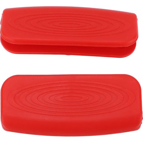 Silikon-Tellerzange, rutschfeste Halterung für Schüsseln und Teller, Edelstahlzange zum Dämpfen von Speisen, rotes Küchenutensil (2er-Set) (1/5)