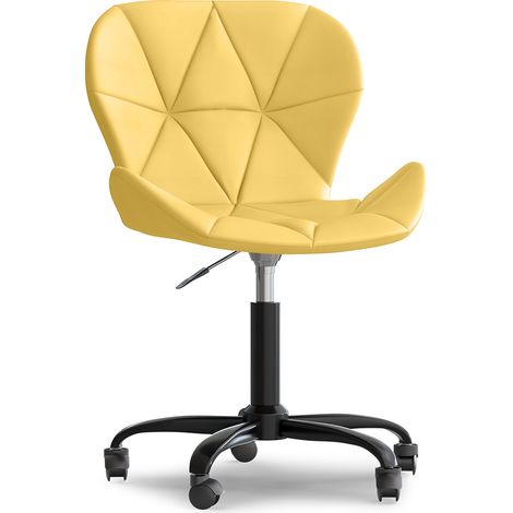 Sedia da ufficio con ruote - Sedia girevole da scrivania - Rivestita in similpelle - Struttura nera Wito Giallo