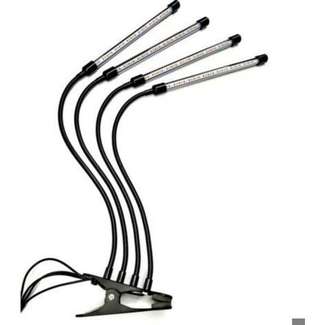 Lampe Croissance Led - Spectre Complet Rouge Bleu - Minuterie Automatique - 4 Têtes Col De Cygne - Pour Plantes D Intérieur - 1 Unite (1/4)