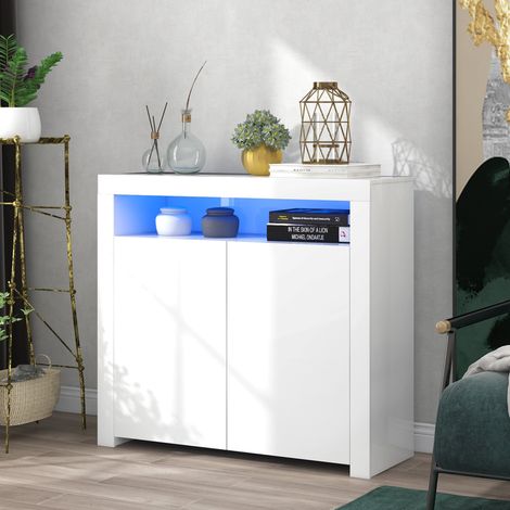 Aparador mueble almacenaje LED MDF 108 cm OKMYHOME (1/5)