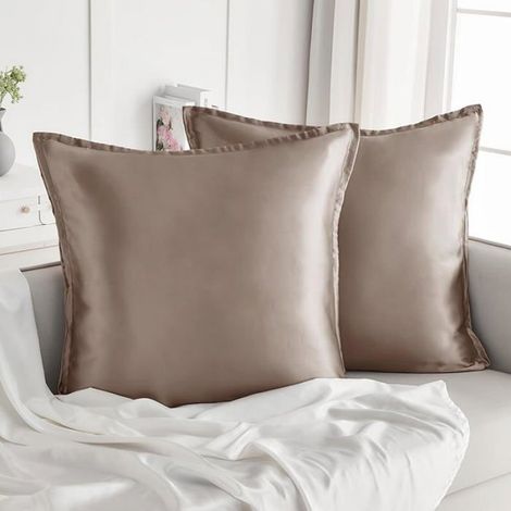 Taie Oreiller - Satin Microfibre - 65x65 cm - Pour Cheveux et Peau Sensible - Lot de 2 (1/5)
