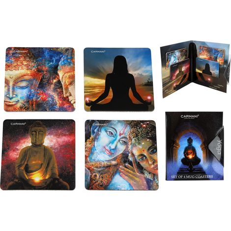 Carmani, juego de 4 posavasos de corcho para tazas - yoga (1/5)