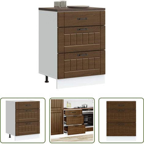 Küchenmöbel -  Küchen-Unterschrank Lucca Braun Eichen-Optik Holzwerkstoff (1/5)