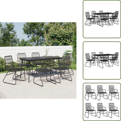 Ensemble à manger de jardin 7 pcs Noir Rotin PVC - Ensemble Salon De Jardin - Mobilier De Jardin - Table Et Chaises - Rotin Pvc - Table Basse (1/5)
