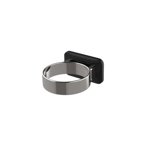 Supporto a parete per asciugacapelli, da fissare all'anta del mobiletto del bagno, con cornice extra-large (argento e nero) - Crezuo