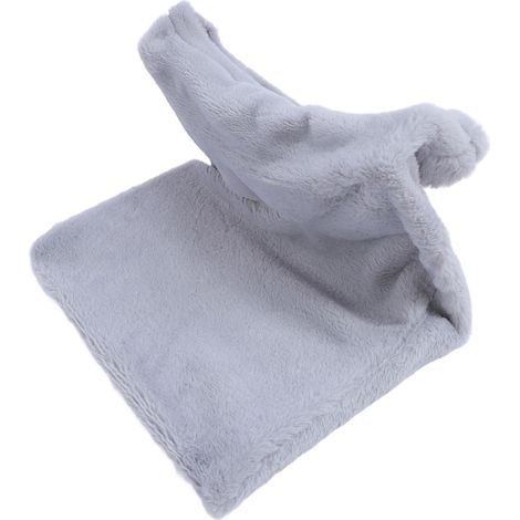 Lit suspendu pour chat en forme de L, confortable et chaud, avec structure en métal et coussin hamac multifonctionnel gris. (1/5)