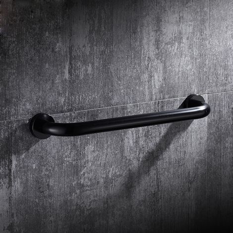 Barra de apoyo para ducha y bañera, barra de seguridad de acero inoxidable para montaje en pared, barra de apoyo para conducir - Negra, 30 cm (1/5)