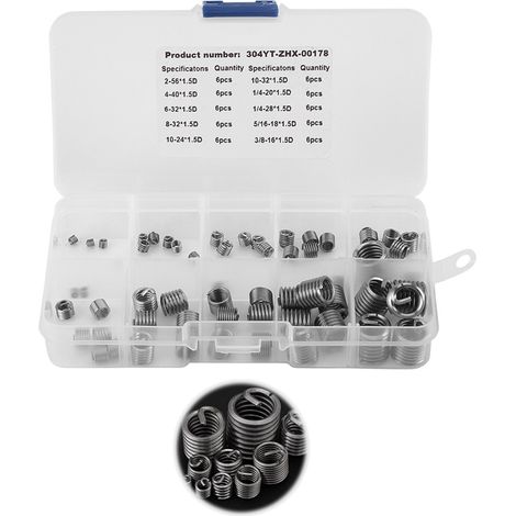 Kit d'assortiment de 60 inserts de réparation de filetage en acier inoxydable 304 (1/5)
