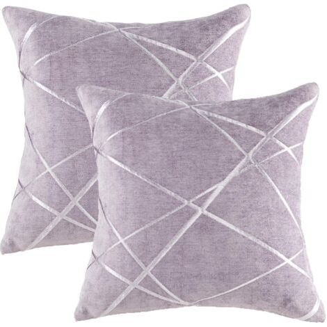 Housses de Coussin en Velours Housses d'oreiller Carrées Décoratives pour Canapé Chambre Salon 60x60 CM Lot de 2 Violet (1/5)