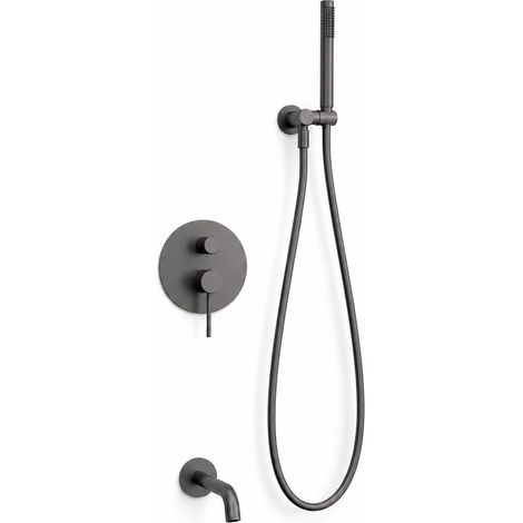 Set vasca da bagno a incasso AquaElegance in ottone color canna di fucile. (1/5)