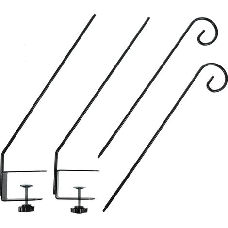 Lot de 2 crochets de balcon à pince 76 cm réglables et extensibles pour mangeoires oiseaux lanternes paniers suspendus et plantes (1/5)