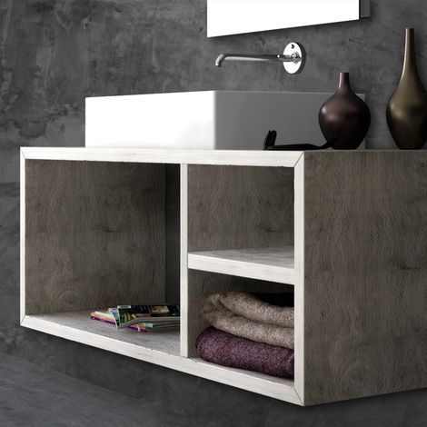 Inserto reversibile in grigio cemento per mobile bagno sospeso aperto Master (1/5)