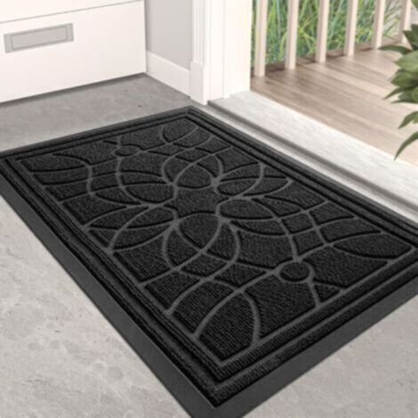 Tapis antidérapant 40 × 60 cm en fibres de polypropylène absorbant, lavable en machine, idéal pour entrée, couloir et extérieur (1/4)