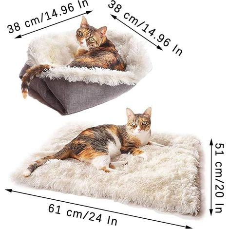 Coussin pour Chat Chien, Couverture Pliable pour Animaux de Compagnie, Couverture pour Animaux de Compagnie 2 en 1, Lavable, pour Chatons, Chiots et Petits Animaux (Blanc) (1/5)