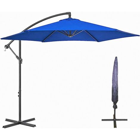 Samuel Alexander 3m Cantilever Parasol in Blue with Crank Handle for Patio Garden Banana Parasol with UV Protection Outdoor Umbrella Sun Shades for Garden (1/5)