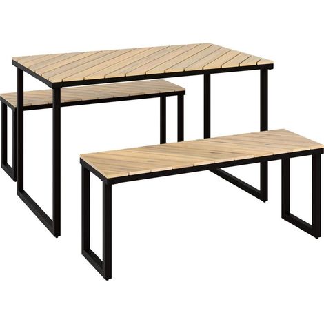 [GEBRAUCHT] B-Ware Esstischgruppe Brookfield Garten Esstisch Set 3-teilig Stahl Akazienholz (1/2)