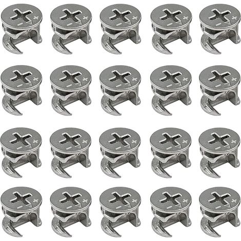 Lot de 20 raccords de meubles excentriques 15 x 12 mm - Connecteur de meubles - En alliage de zinc - Pour armoire, tiroir, commode et panneaux de meubles (1/5)