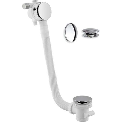 Sapho Senator - Badewannengarnitur mit Einlauf, Click Clack, Länge 900 mm, Stopfen 72 mm, Edelstahl VR269028 (1/3)