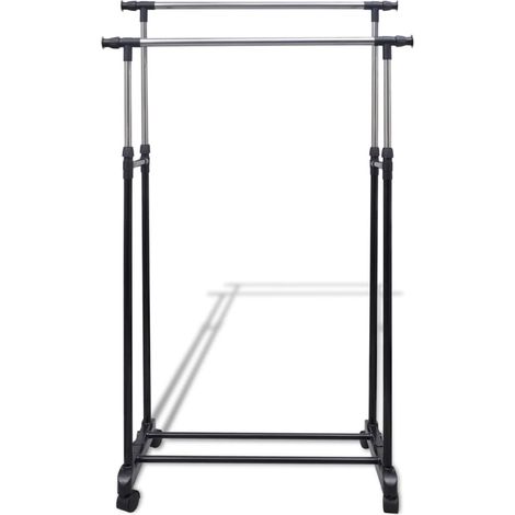INLIFE Port-manteau réglable 4 roulettes 2 rails d'accrochage (1/5)
