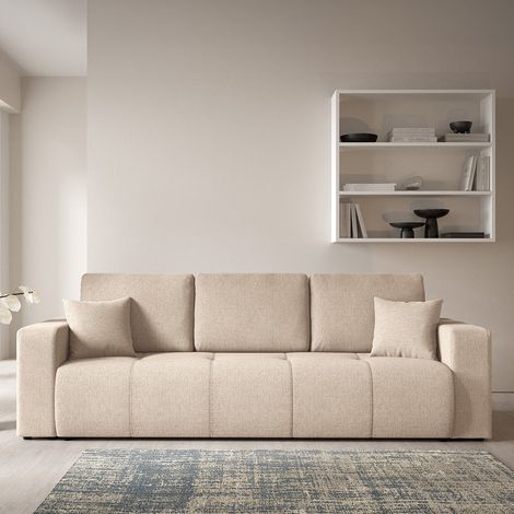 Canapé 3 places convertible avec coffre Vasco Beige (1/5)