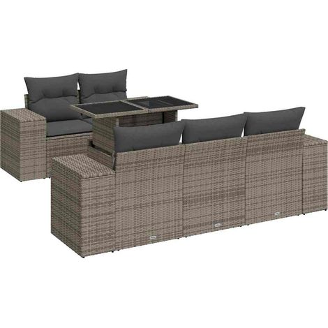 Maison Exclusive - 6-tlg. Garten-Sofagarnitur mit Kissen Grau Pol