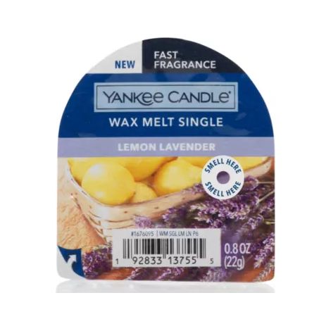 Vela Yankee Candle de cera con aroma a limón y lavanda, 22 g