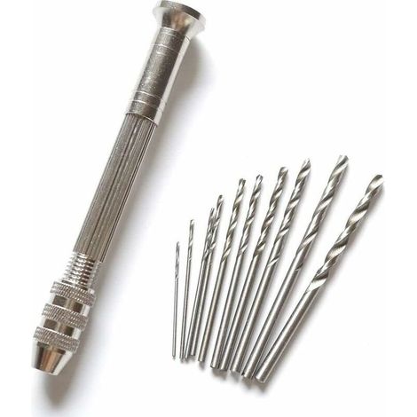 Mini-Handbohrmaschine mit 10 Mikro-Spiralbohrern für Puppen (0,8–3,0 mm), Rotationswerkzeuge, Hobbywerkzeuge (1/5)