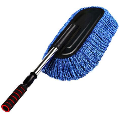 Brosse de lavage de voiture, Microfibre Anti-statique voiture nettoyage cire Drag Duster Remover, voiture Duster Remover Poignée télescopique amovible voiture brosse pour laver la voiture (bleu)