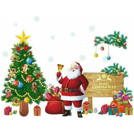 Père Noël Arbre de Noël Stickers Muraux Xmas Nouvel An Peel et DIY Autocollant Décoration pour Home Office Kids Room Decor (1/5)