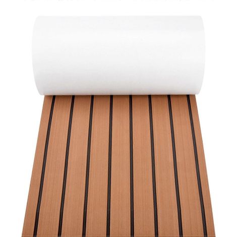 6MM Mousse Adhésive Teck Marine Bateau Yacht Pont Synthétique Mousse Tapis de Sol Marron 240X45cm (1/4)