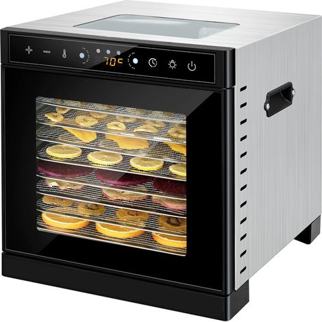 Déshydrateur alimentaire 8 plateaux en acier inoxydable, minuterie et température réglables, séchoir pour fruits, viande