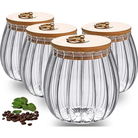 Lot de 4 bocaux en verre avec couvercle, 750 ml, transparents, (1/5)