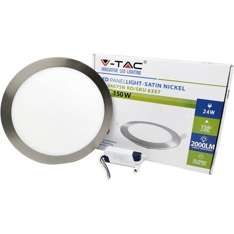 V-TAC Mini Pannello LED 24W Montaggio ad Incasso Rotondo Colore Nichel Satinato Bianco Caldo (1/2)