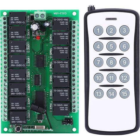 Télécommande sans fil 12V DC 15 canaux Relais Récepteur Émetteur Interrupteur (1/5)
