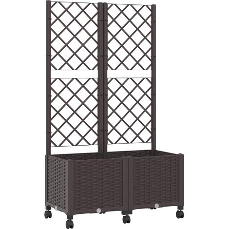 Vaso da giardino con grigliato e ruote Marrone 80 x 40 x 146 cm vidaXL