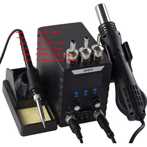 Station de soudage, pistolet à air chaud 2 EN 1, affichage numérique double, Style F-8586D(750W), 220V-b (1/2)