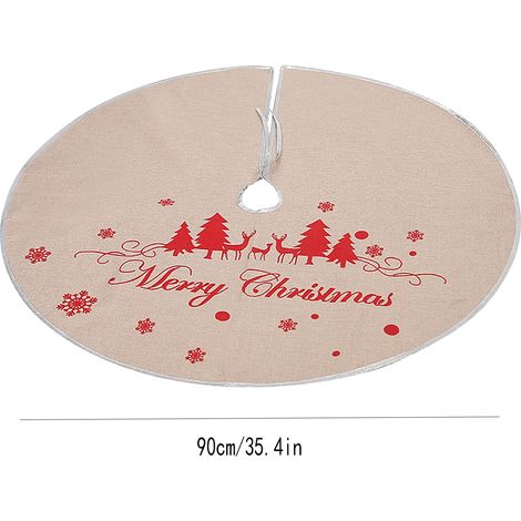 Jupe D Arbre De Noël - 98 Cm - Tissu Non Tissé Et Laine Artificielle - Pour Cacher Le Pied De L Arbre Et Protéger Le Sol - 1 Pièce (1/5)
