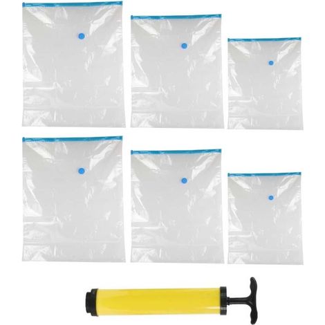 Pack de 6 housses à vide d'air avec pompe 3 tailles différentes (1/3)