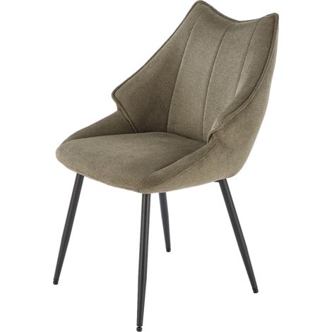 Chaise design en tissu vert olive avec pieds en métal noir Ricardo (1/5)