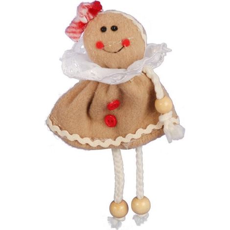 Weihnachtsanhänger in Form einer Lebkuchenfrau aus Stoff, 14 cm, braun (1/2)