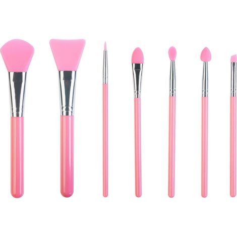 Kit de 7 pinceaux applicateurs de maquillage en silicone pour soins du visage, des lèvres, eyeliner, sourcils et fards à paupières, en crème ou en liquide (1/5)