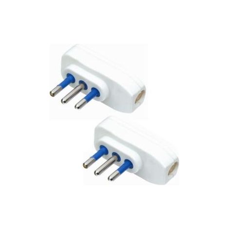 KARMA CC9572 Coppia spine piatte mobili 2P+T da 10A 3 fili Bianco
