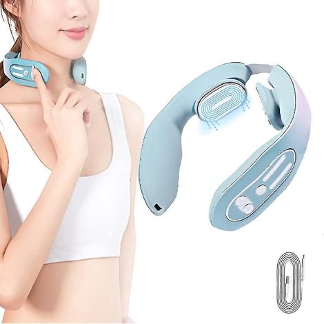 Appareil de massage lymphatique et d'acupuncture cervicale EMS, masseur cervical intelligent avec chaleur, massage cervical par impulsions électriques, 4 modes et 12 niveaux, pour femmes - boîte coule (1/5)