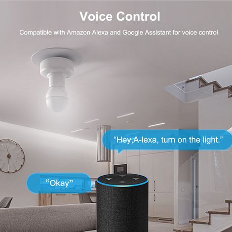 Support d'ampoule intelligente Tuya WiFi, lampe sans fil E27, minuterie réelle, Compatible avec la maison (1/5)