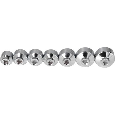 Satz von 7 Ölfilterschlüsseln, 3/8 Zoll Antrieb, Größen 24, 27, 29, 30, 32, 36 und 38 mm, kompatibel mit Mercedes-Benz. (1/5)