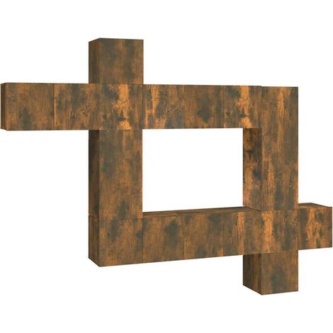 Maison Exclusive - Set Mobili Porta TV 10 pz Rovere Fumo in Legno Multistrato (1/5)