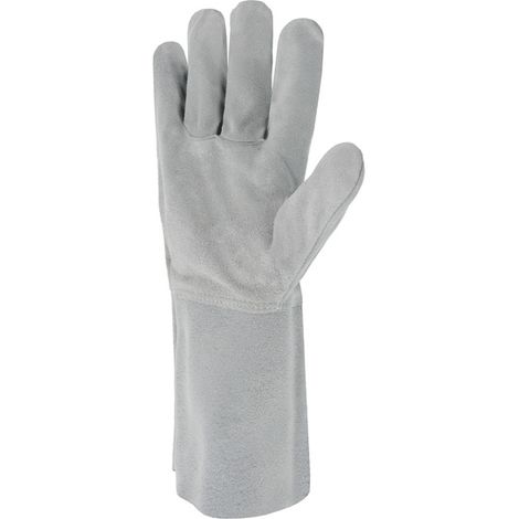 Lot 10 Paires Gants Cuir Croûte Bovin Naturel SINGER - Soudure & Manutention Lourde - Manchette 15cm - Taille 10
